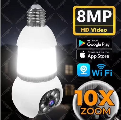 8MP WiFi Smart Bulb Camera – AI Tracking & Color Night Vision