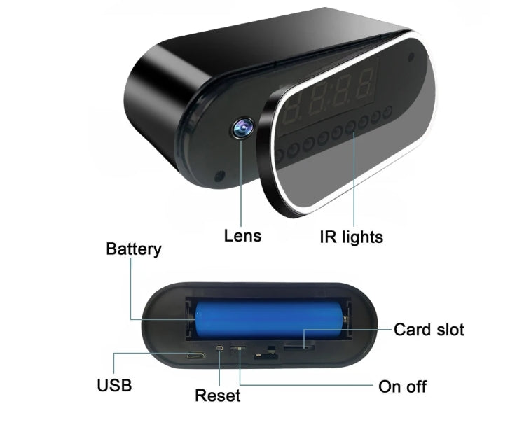 WiFi Mini Clock Camera 1080P– Home Security & Night Vision