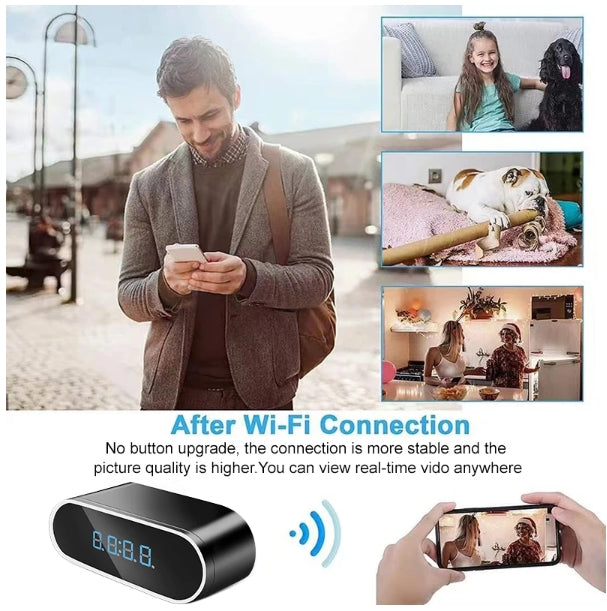 WiFi Mini Clock Camera 1080P– Home Security & Night Vision