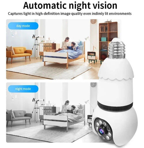 8MP WiFi Smart Bulb Camera – AI Tracking & Color Night Vision