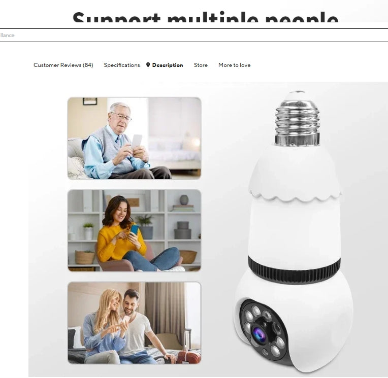 8MP WiFi Smart Bulb Camera – AI Tracking & Color Night Vision